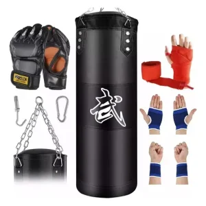 Saco de Boxeo Colgante Maxgoods Negro – Kit con Guantes y Accesorios
